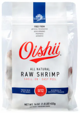 Oishii extra large All Natural Shell On Easy Peel Raw Shrimp 16 oz