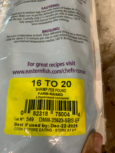 Raw Shrimp – 16–20 ct, Tail‑Off 2 lbs 15.99