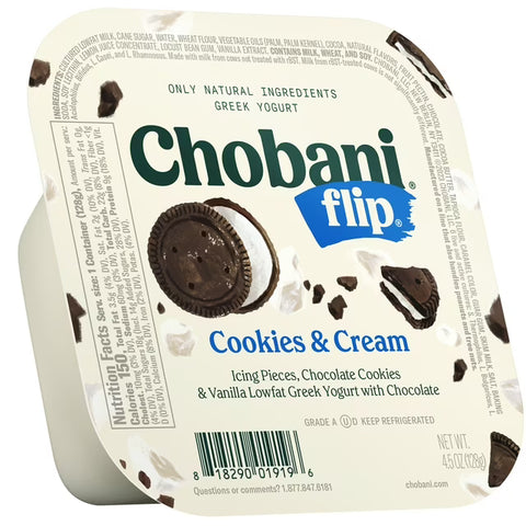 Chobani Flip Low-Fat Greek Yogurt 4.5 oz cup.