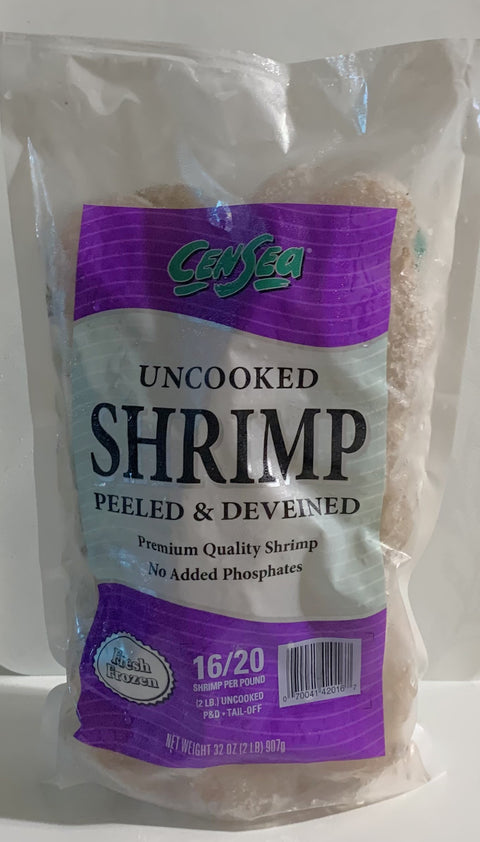 Peeled & Deveined Raw white Shrimp (16–20 ct, Tail‑Off)