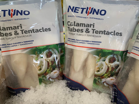Calamari with tubes and tentacles 2.5 lbs bag
