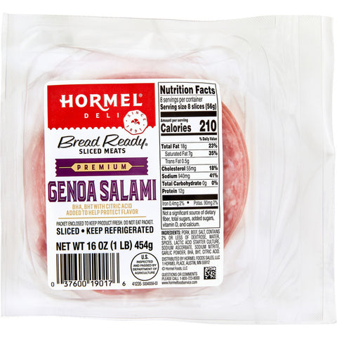 Salami Genoa Sliced 1LB @ $8.50